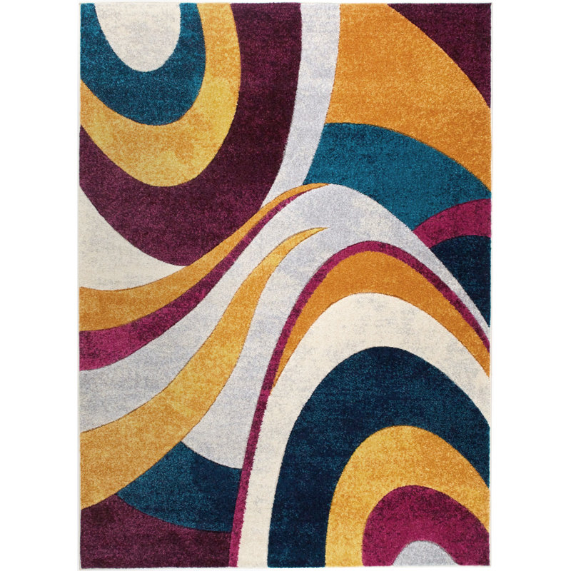 Ebern Designs Dufresne Purple/Yellow Area Rug & Reviews Wayfair